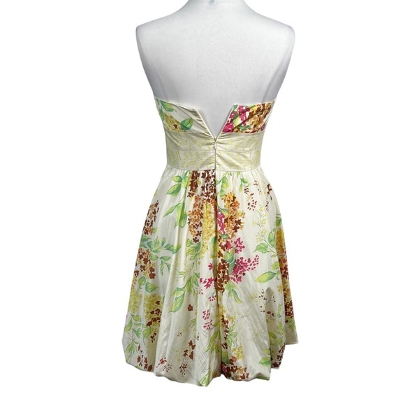 PLENTY Tracy Reece Tropical Spray Silk Blend Balloon Hem Strapless Party Dress - Picture 4 of 8